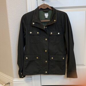 J. Crew Women's Olive Utility Jacket with Gold Accents
